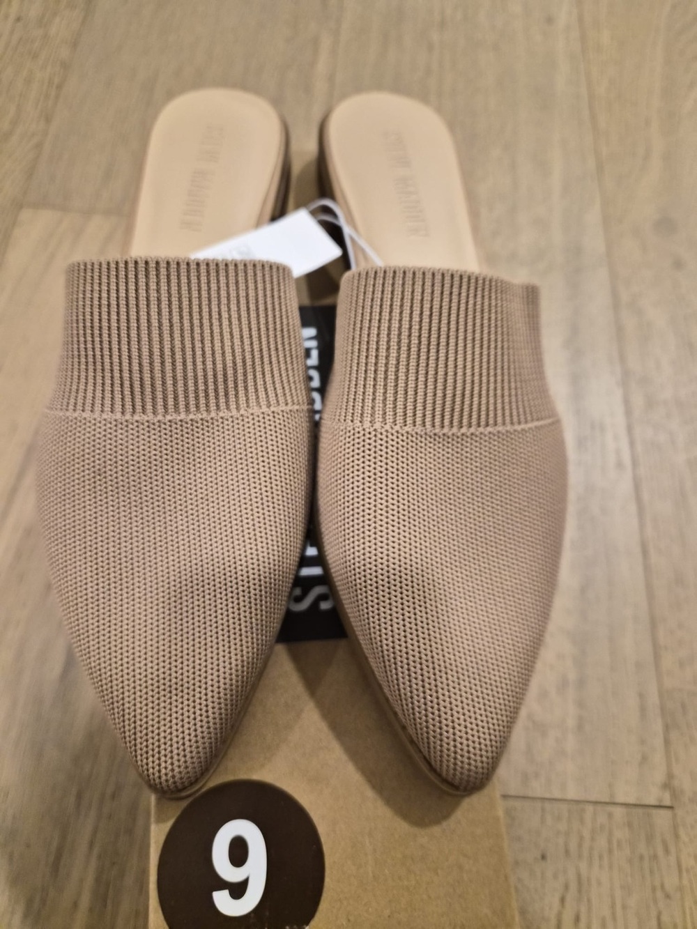 Steve Madden Taupe Knit Slip-On Pointed Mules